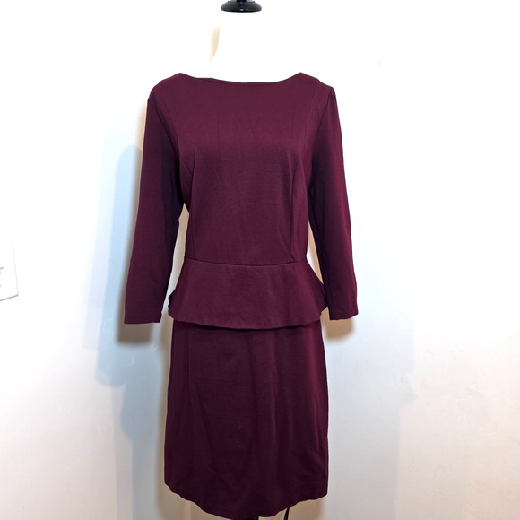 Talbots Dresses & Skirts - Talbots Peplum Burgundy Dress 3/4 Sleeve Size 16 USA XL